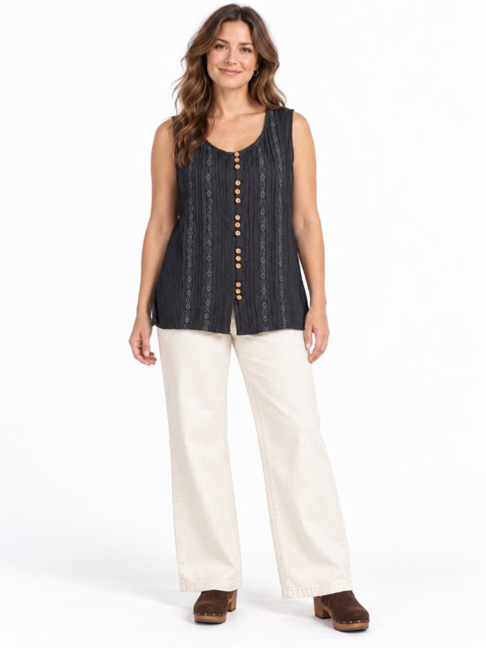Saint Lori Sleeveless Top Size L Black Lace Detail
